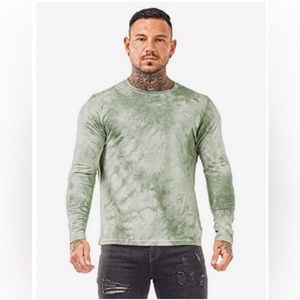 GINGTTO Mens Long Sleeve TShirt Slim Fit Hip Hop Tye Dyed Shirt Size XL
